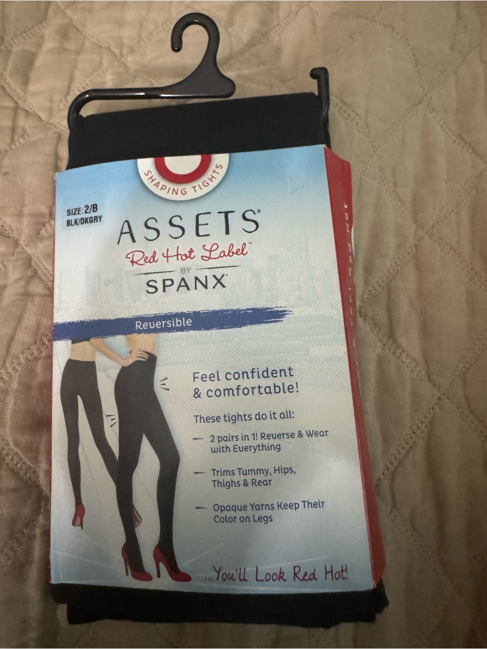 SPANX Assets Red Hot Label Reversible Tights - Black/Grey
